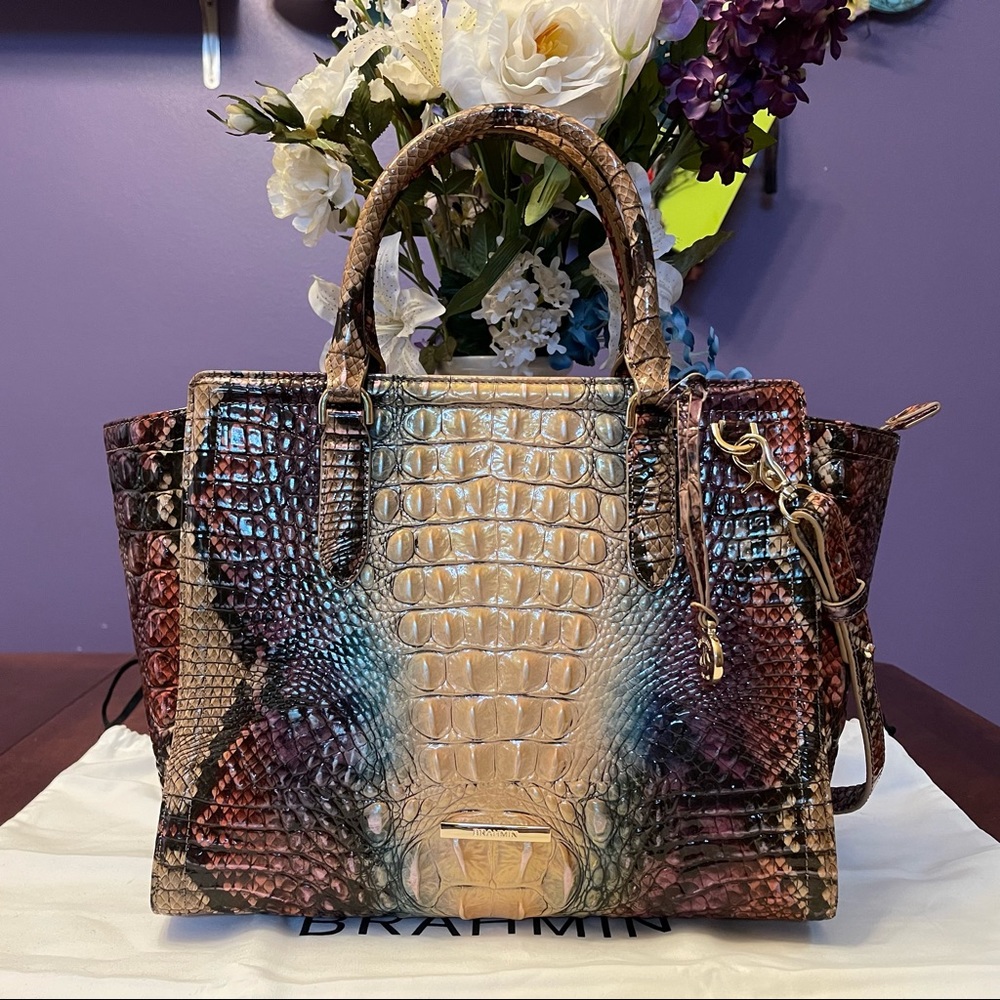 NWOT Brahmin Reptilian Ombre Aubree Satchel Bag